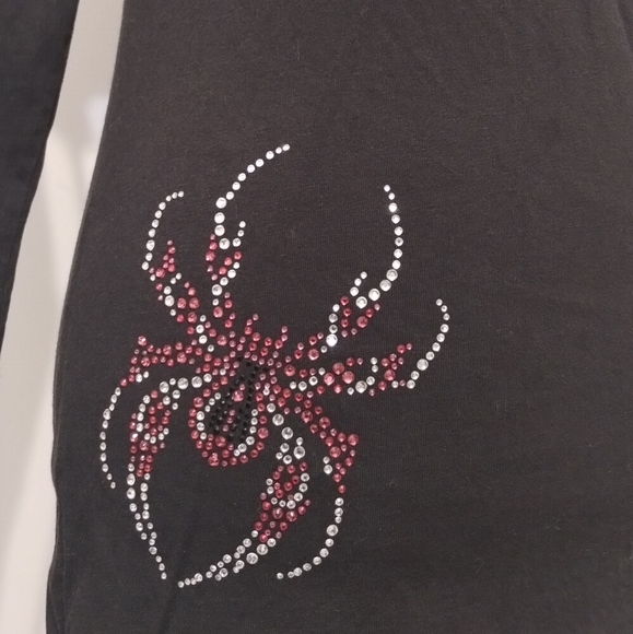 Bike Week South Dakota Spider Rhinestone Bling Long Sleeve Size L - Picture 2 of 5